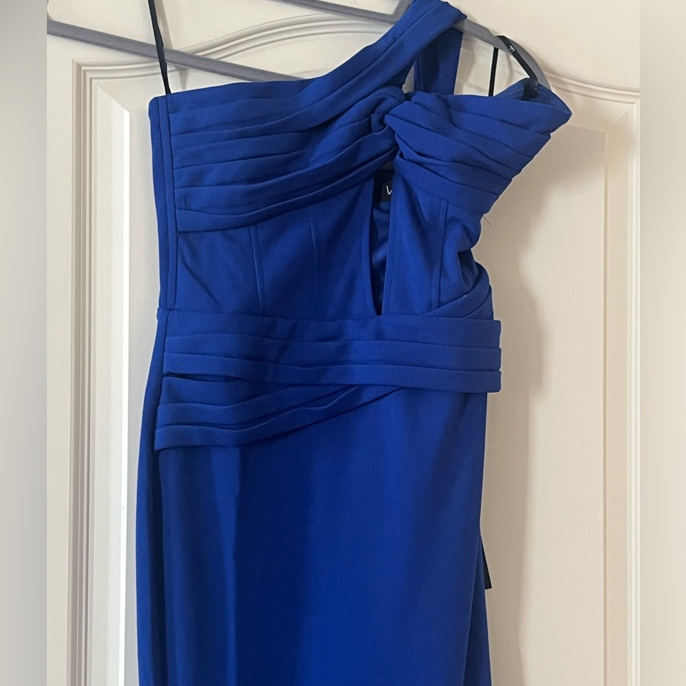 Lulu's Elegant Finesse Royal Blue Cut Out Strapless Maxi Gown Women’s Size M - Picture 6 of 15
